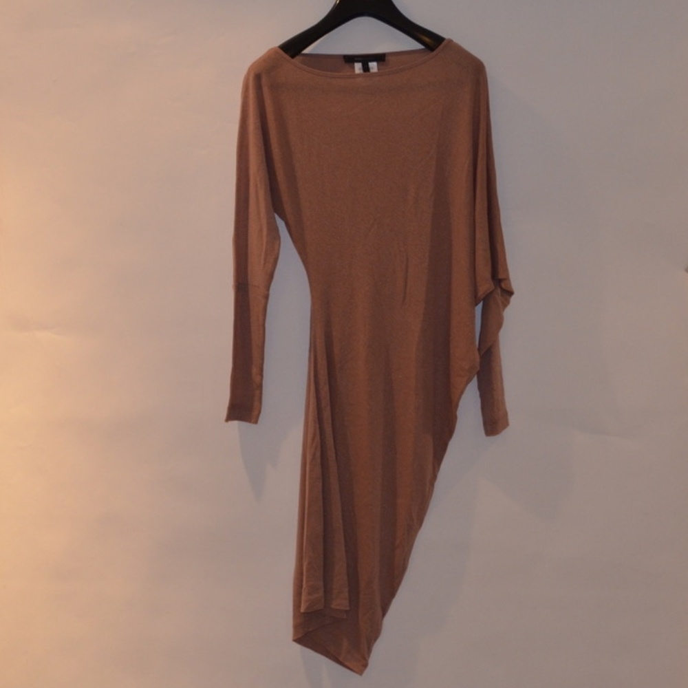 Beige Shimmer Asymmetrical Dress